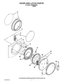 DOOR AND LATCH PARTS Diagram and Parts List for CHW8990AW0  Whirlpool Washer