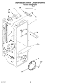REFRIGERATOR LINER Diagram and Parts List for 3XED7SHGKB00  Whirlpool Refrigerator