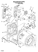 BULKHEAD PARTS Diagram and Parts List for LGB6000KQ2  Whirlpool Dryer