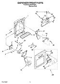 DISPENSER FRONT PARTS Diagram and Parts List for ID5HHEXTS01  Whirlpool Refrigerator