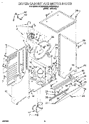 DRYER CABINET AND MOTOR Diagram and Parts List for RTG5243BL0  Roper Washer Dryer Combo