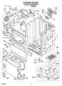 CABINET PARTS Diagram and Parts List for 3RLEQ8033RW0  Whirlpool Dryer