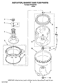 AGITATOR, BASKET AND TUB PARTS Diagram and Parts List for NTW5200TQ0  Whirlpool Washer
