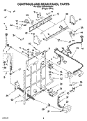 CONTROL AND REAR PANEL PARTS Diagram and Parts List for 7MRAX5103MQ1  Roper Washer