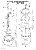 AGITATOR, BASKET AND TUB PARTS Diagram and Parts List for CAWS833ST0  Crosley Washer