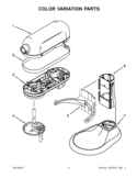 COLOR VARIATION PARTS Diagram and Parts List for KP26M1XAQ5  KitchenAid Mixer