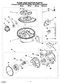 PUMP AND MOTOR PARTS Diagram and Parts List for DU1055XTPQ4  Whirlpool Dishwasher