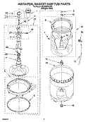 AGITATOR, BASKET AND TUB PARTS Diagram and Parts List for 3RLBR8543JQ3  Whirlpool Washer