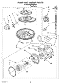 PUMP AND MOTOR PARTS Diagram and Parts List for KUDU03FTPA2  KitchenAid Dishwasher