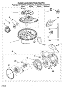 PUMP AND MOTOR PARTS Diagram and Parts List for DU1100XTPB7  Whirlpool Dishwasher