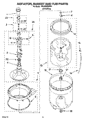 AGITATOR, BASKET AND TUB PARTS Diagram and Parts List for 7MLSD8900PW1  Whirlpool Washer