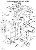 CONTROLS AND REAR PANEL PARTS Diagram and Parts List for LSQ9550PW2  Whirlpool Washer