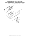 CONTROL PANEL AND LATCH PARTS Diagram and Parts List for WDF310PAAT1  Whirlpool Dishwasher