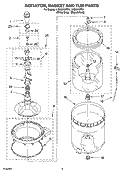 AGITATOR, BASKET AND TUB PARTS Diagram and Parts List for LSQ9010PG1  Whirlpool Washer