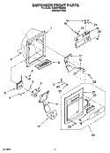 DISPENSER FRONT PARTS Diagram and Parts List for 5VES3FHGRS02  Whirlpool Refrigerator