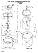 AGITATOR, BASKET AND TUB PARTS Diagram and Parts List for 7MLSR7523PT0  Whirlpool Washer