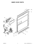 INNER DOOR PARTS Diagram and Parts List for KUDS30IXSS9  KitchenAid Dishwasher