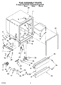 TUB ASSEMBLY Diagram and Parts List for DU920PWKT0  Whirlpool Dishwasher