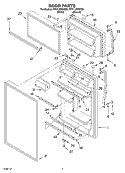 DOOR Diagram and Parts List for RT21LMXKT02  Roper Refrigerator