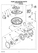 PUMP AND MOTOR PARTS Diagram and Parts List for KUDT03FTPA1  KitchenAid Dishwasher