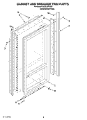 CABINET AND BREAKER TRIM PARTS Diagram and Parts List for KBLO36FTX00  KitchenAid Refrigerator