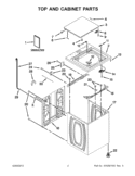 TOP AND CABINET PARTS Diagram and Parts List for 7MWTW1700BQ0  Whirlpool Washer