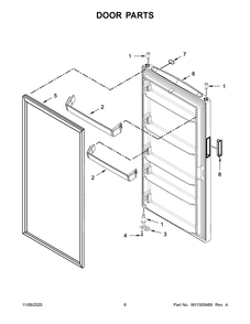 Door Parts Diagram and Parts List for MZF34X20DW04  Whirlpool Refrigerator