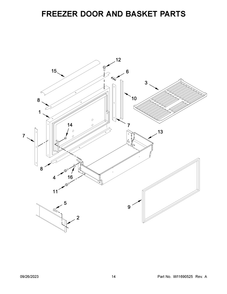 Freezer Door And Basket Parts Diagram and Parts List for KBFN502EPA05  KitchenAid Refrigerator