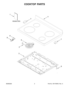 02 - Cooktop Parts Diagram and Parts List for AER6603SFB6  Whirlpool Wall Oven