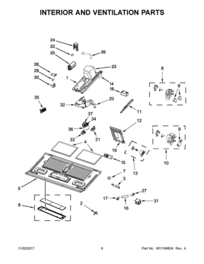 04 - INTERIOR AND VENTILATION PARTS Diagram and Parts List for YKMHC319EBS2  Whirlpool Microwave Oven Combo