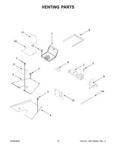 07 - Venting Parts Diagram and Parts List for KFGC558JBK07  Whirlpool Range