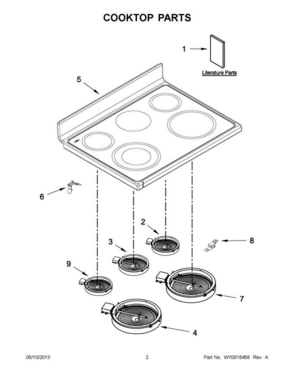 01 - Cooktop Parts Diagram and Parts List for YWGE755C0BH0  Whirlpool Range