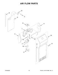 08 - Air Flow Parts Diagram and Parts List for MSS25N4MKZ10  Whirlpool Refrigerator