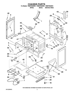 03 - CHASSIS PARTS Diagram and Parts List for YMER7662WW1  Whirlpool Range