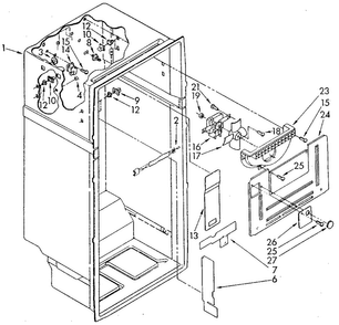 Liner Diagram and Parts List for ET18GKXSM05  Whirlpool Refrigerator