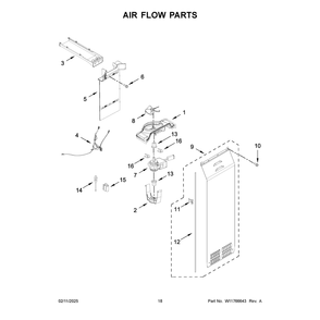 Air Flow Parts Diagram and Parts List for WRSC6536RZ00  Whirlpool Refrigerator