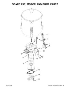 Gearcase, Motor And Pump Parts Diagram and Parts List for 7MWTW5521BW1  Whirlpool Washer