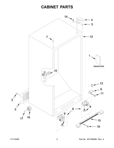Cabinet Parts Diagram and Parts List for AZF33X18DW04  Whirlpool Refrigerator