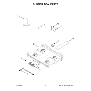 Burner Box Parts Diagram and Parts List for KFDC500JMB03  KitchenAid Range