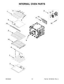 Internal Oven Parts Diagram and Parts List for KOCE500EBS11  Whirlpool Microwave Oven Combo