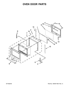 Oven Door Parts Diagram and Parts List for KOCE507EBS02  KitchenAid Microwave