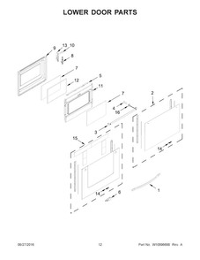 Lower Door Parts Diagram and Parts List for WGG745S0FE02  Whirlpool Range