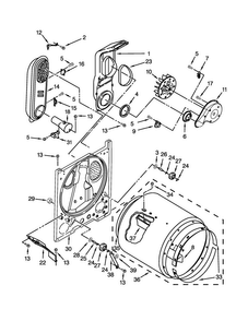 Bulkhead Parts Diagram and Parts List for RGD4516FW0  Roper Dryer