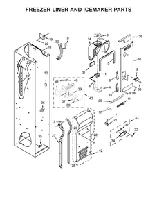 Freezer Liner And Icemaker Parts Diagram and Parts List for KBSN608EPA01  KitchenAid Refrigerator