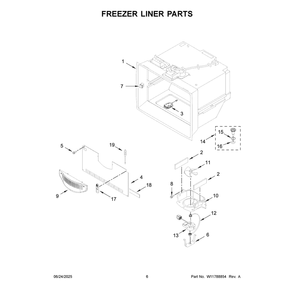 Freezer Liner Parts Diagram and Parts List for KRFF577KBS06  KitchenAid Refrigerator