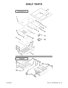 Shelf Parts Diagram and Parts List for WRF560SMYB05  Whirlpool Refrigerator