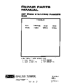 Cover Page-text Only Diagram and Parts List for 1453*0A  Roper Range