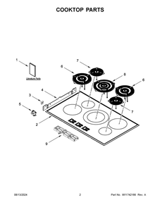 02 - Cooktop Parts Diagram and Parts List for JIC4536KS02  Whirlpool Cooktop