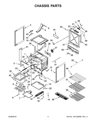 Chassis Parts Diagram and Parts List for KSEG950ESS2  Whirlpool Range