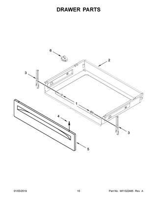 Drawer Parts Diagram and Parts List for WFC315S0HW0  Whirlpool Range